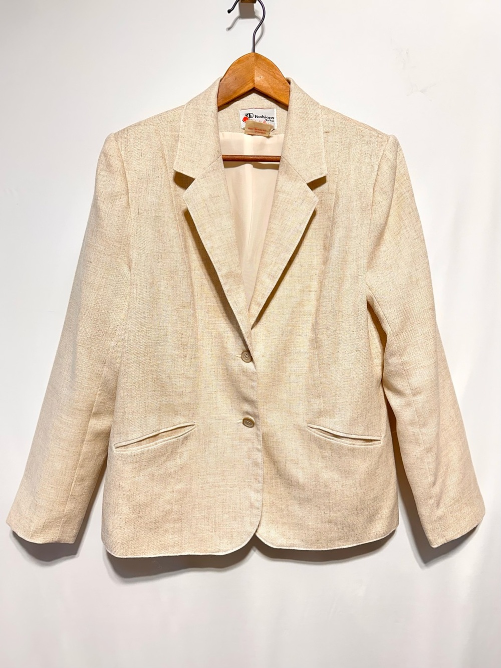 Vintage Linen Silk Blazer 3D Fashions Milton Wallace Shoulder Pads L
